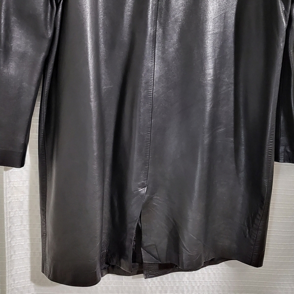 ALDO PARIS Long Line Leather Blazer Coat Lined Black Men's XL (based on meas.) - Picture 5 of 11